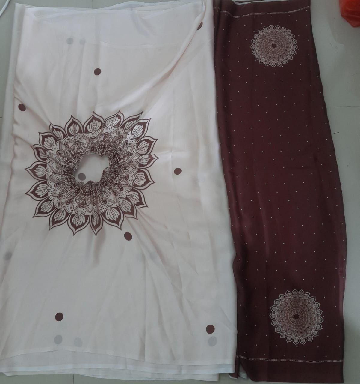 Elegant Satin Silk Printed Kaftan Saree with Unstitched Blouse – Premium Ethnic Wear